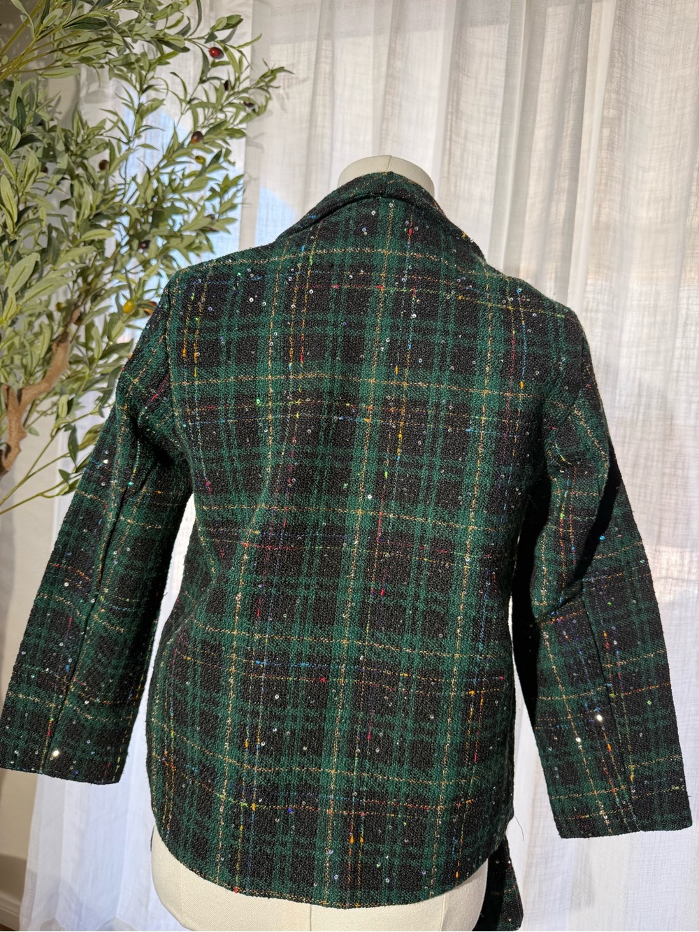 Girls' Dark Green Plaid Tweed 2 piece Blazer with Skort Set Sz 10-12 - Picture 12 of 16